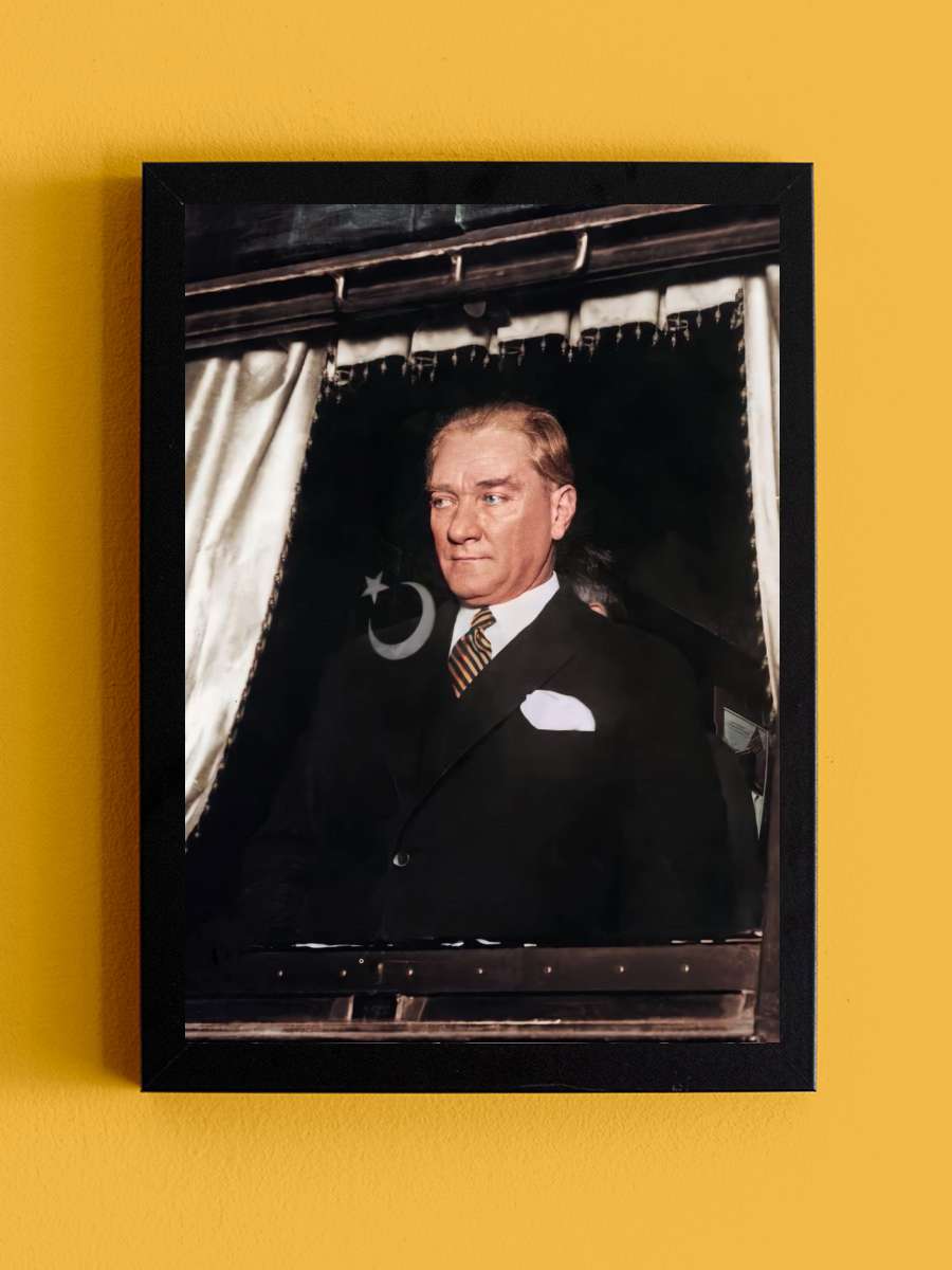 Atatürk Poster Tablo Siyah Çerçeveli Atatürk Duvar Tablo