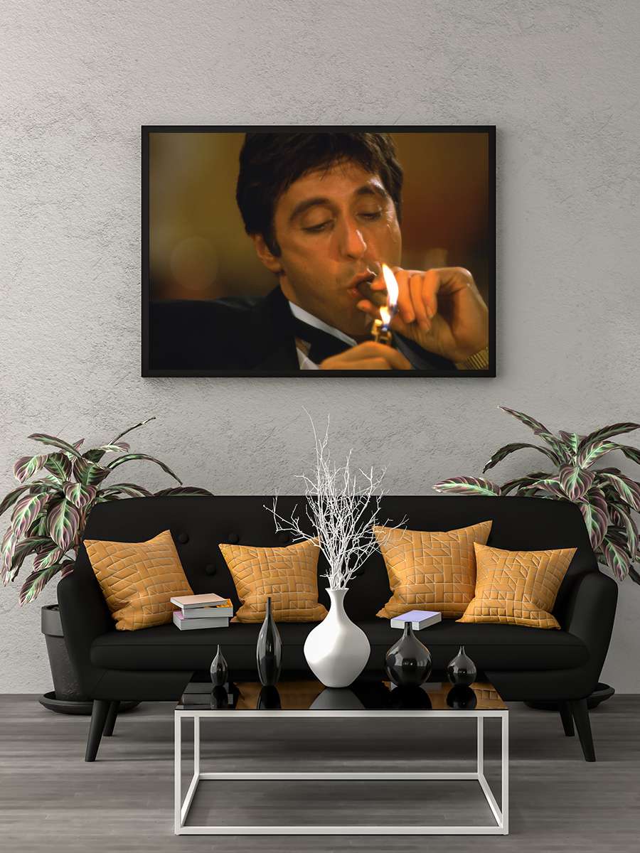 Yaralı Yüz - Scarface Film Tablo Siyah Çerçeveli Film Poster Afiş Tablo