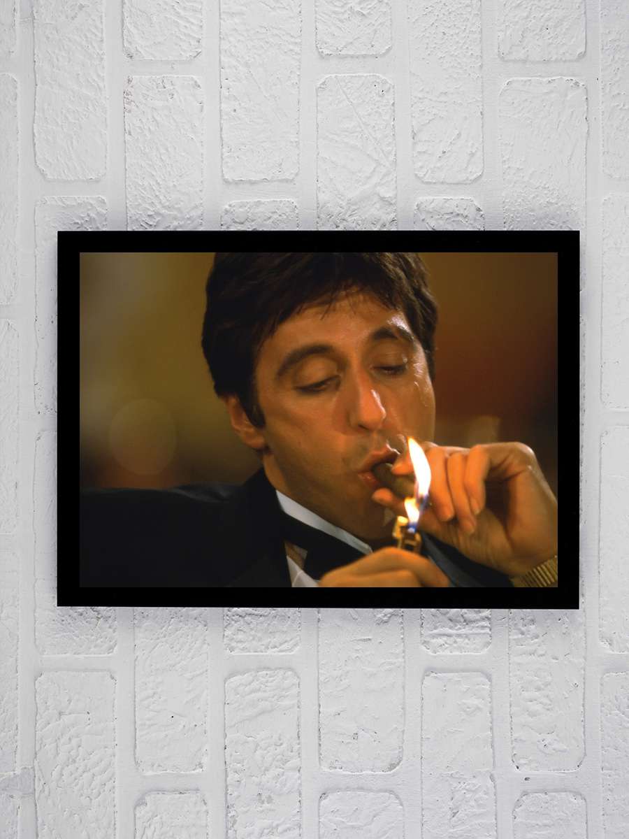 Yaralı Yüz - Scarface Film Tablo Siyah Çerçeveli Film Poster Afiş Tablo