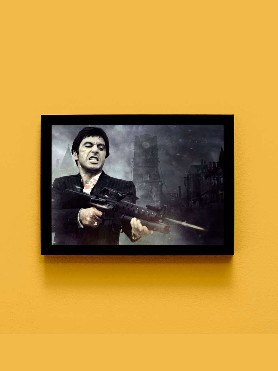 Yaralı Yüz - Scarface Film Tablo Siyah Çerçeveli Film Poster Afiş Tablo