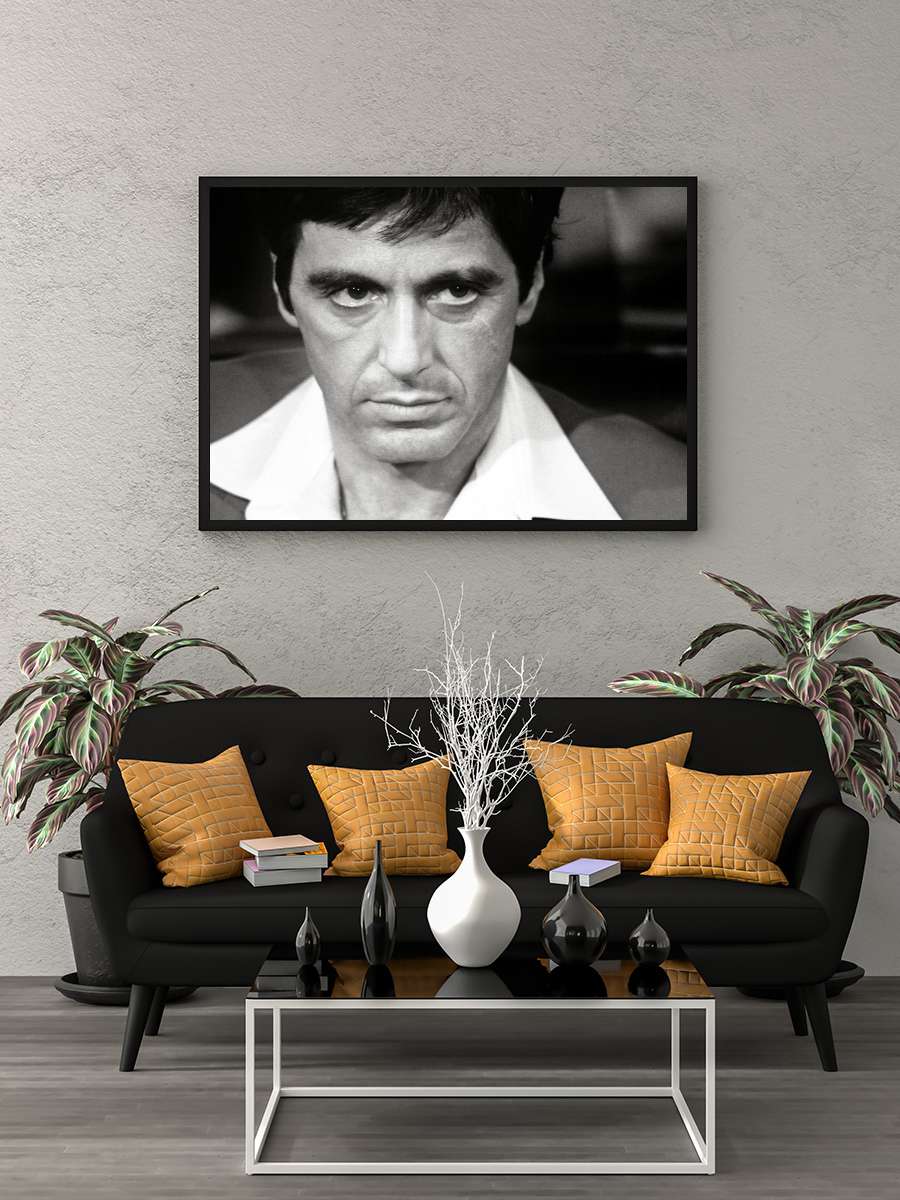 Yaralı Yüz - Scarface Film Tablo Siyah Çerçeveli Film Poster Afiş Tablo