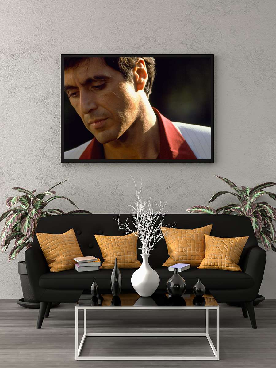 Yaralı Yüz - Scarface Film Tablo Siyah Çerçeveli Film Poster Afiş Tablo