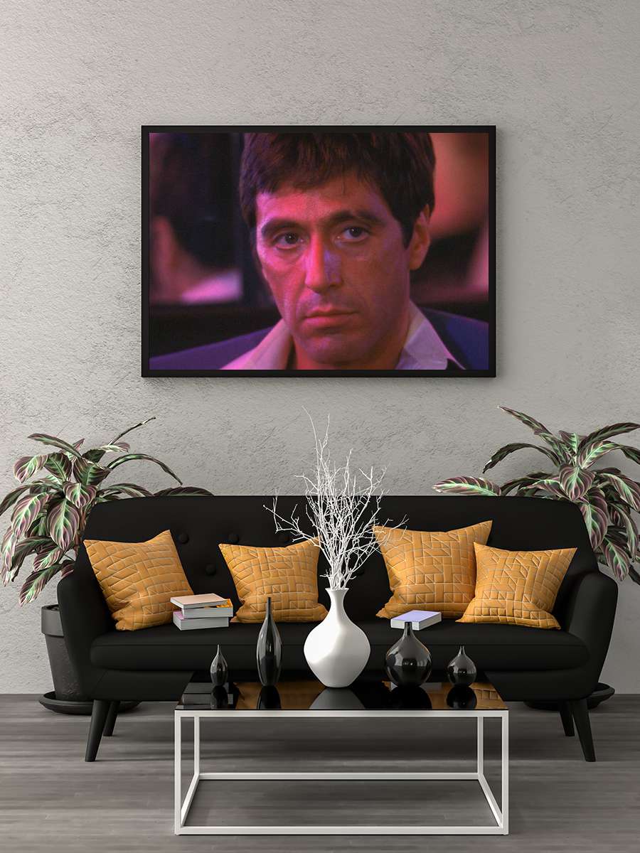 Yaralı Yüz - Scarface Film Tablo Siyah Çerçeveli Film Poster Afiş Tablo