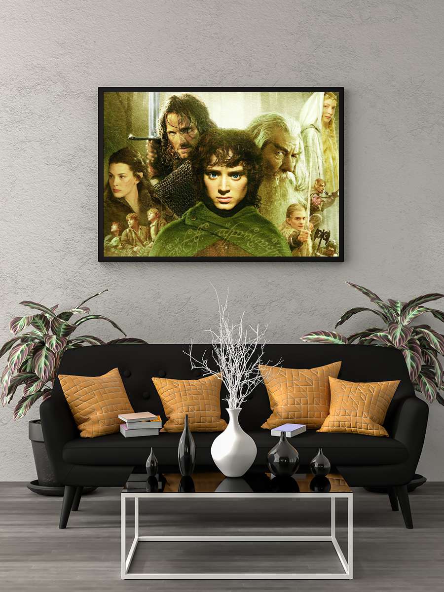 Yüzüklerin Efendisi: Yüzük Kardeşliği - The Lord of the Rings: The Fellowship of the Ring Film Tablo Siyah Çerçeveli Film Poster Afiş Tablo