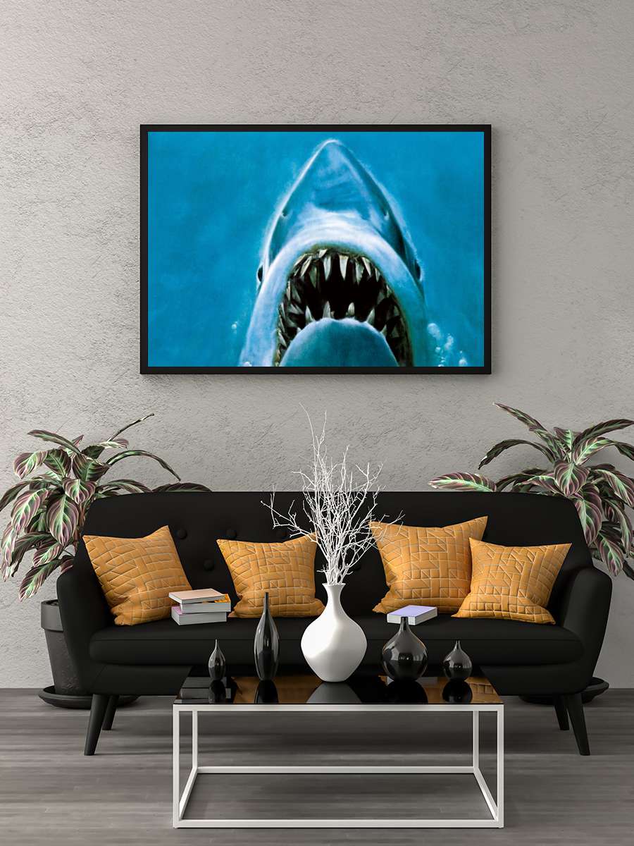 Jaws Film Tablo Siyah Çerçeveli Film Poster Afiş Tablo