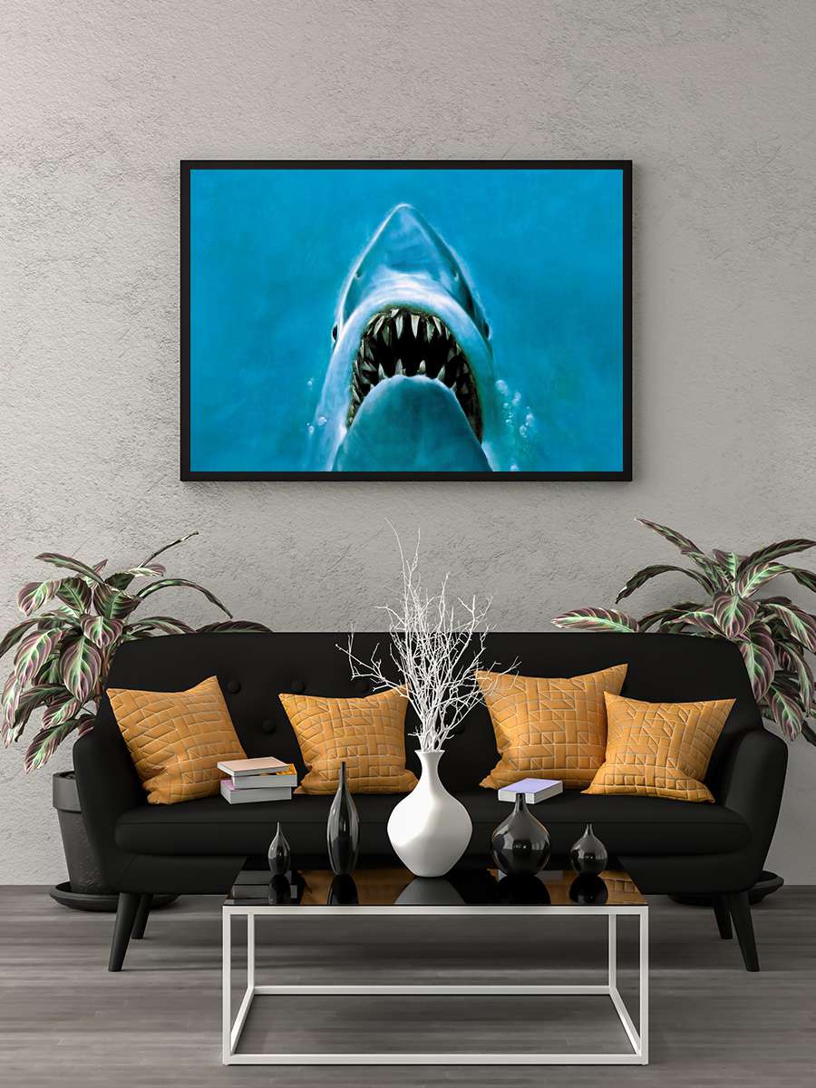 Jaws Film Tablo Siyah Çerçeveli Film Poster Afiş Tablo