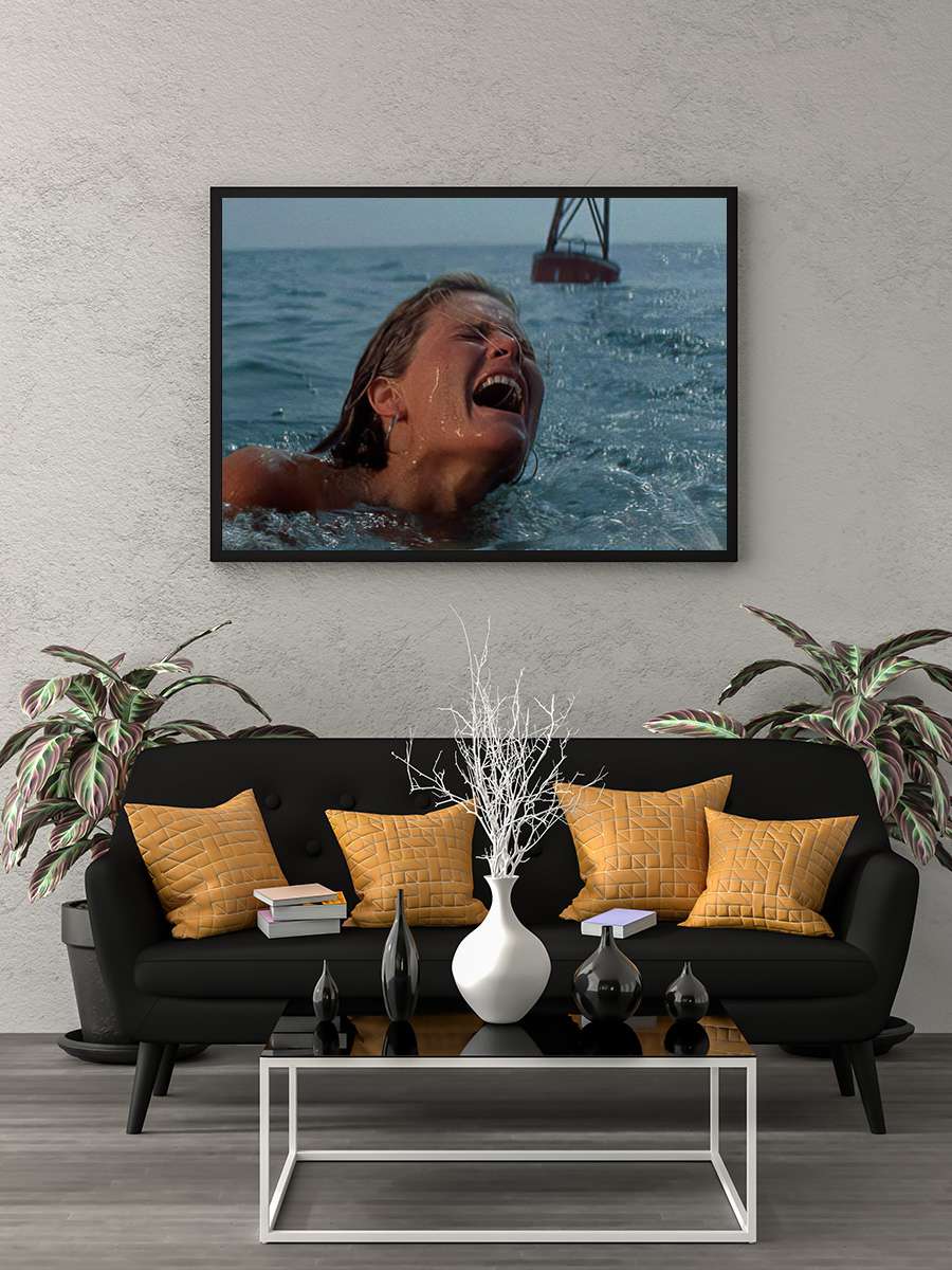 Jaws Film Tablo Siyah Çerçeveli Film Poster Afiş Tablo