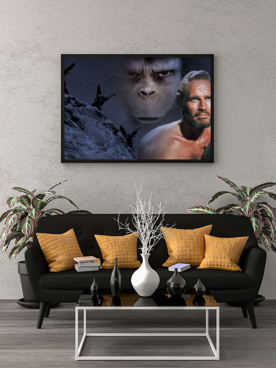 Maymunlar Cehennemi - Planet of the Apes Film Tablo Siyah Çerçeveli Film Poster Afiş Tablo