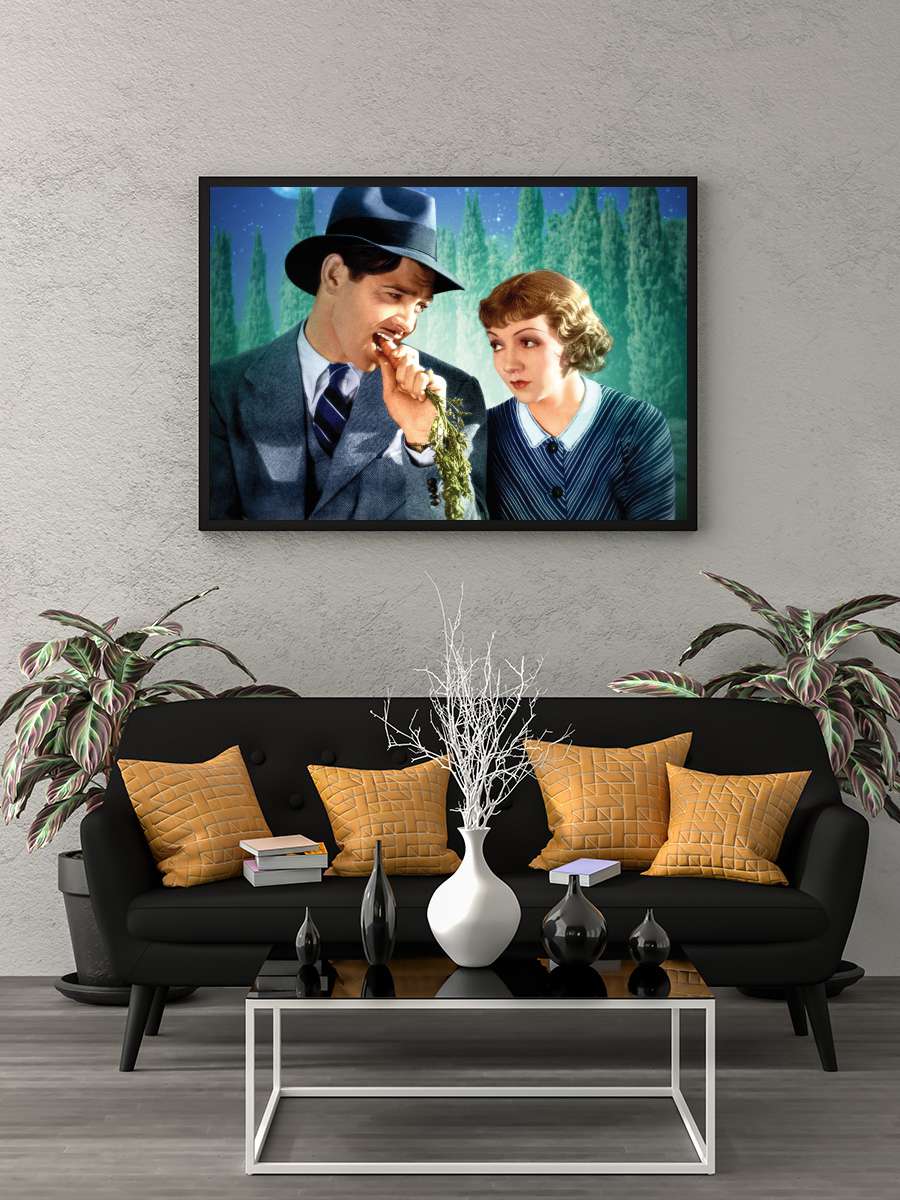 Bir Gecede Oldu - It Happened One Night Film Tablo Siyah Çerçeveli Film Poster Afiş Tablo