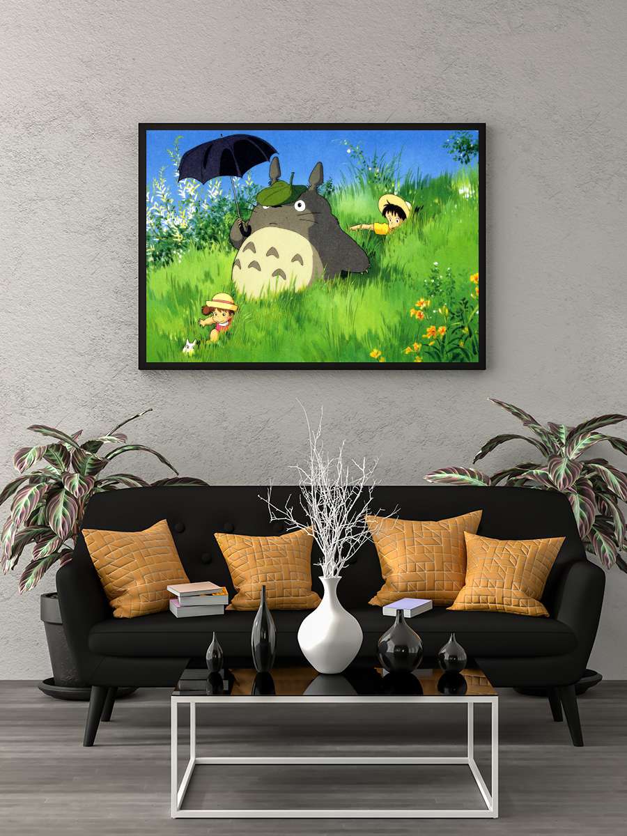 Komşum Totoro - となりのトトロ Film Tablo Siyah Çerçeveli Film Poster Afiş Tablo