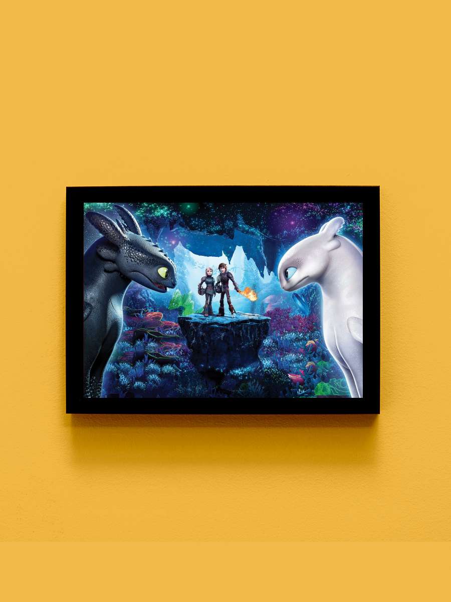 Ejderhanı Nasıl Eğitirsin 3: Gizli Dünya - How to Train Your Dragon: The Hidden World Film Tablo Siyah Çerçeveli Film Poster Afiş Tablo