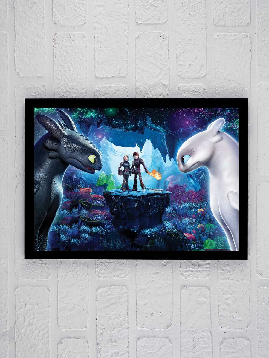 Ejderhanı Nasıl Eğitirsin 3: Gizli Dünya - How to Train Your Dragon: The Hidden World Film Tablo Siyah Çerçeveli Film Poster Afiş Tablo