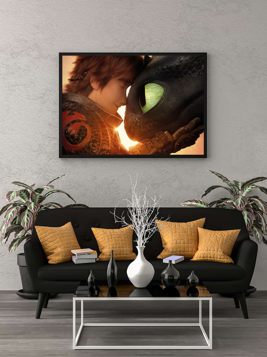 Ejderhanı Nasıl Eğitirsin 3: Gizli Dünya - How to Train Your Dragon: The Hidden World Film Tablo Siyah Çerçeveli Film Poster Afiş Tablo