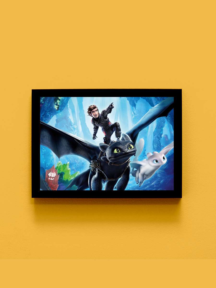 Ejderhanı Nasıl Eğitirsin 3: Gizli Dünya - How to Train Your Dragon: The Hidden World Film Tablo Siyah Çerçeveli Film Poster Afiş Tablo