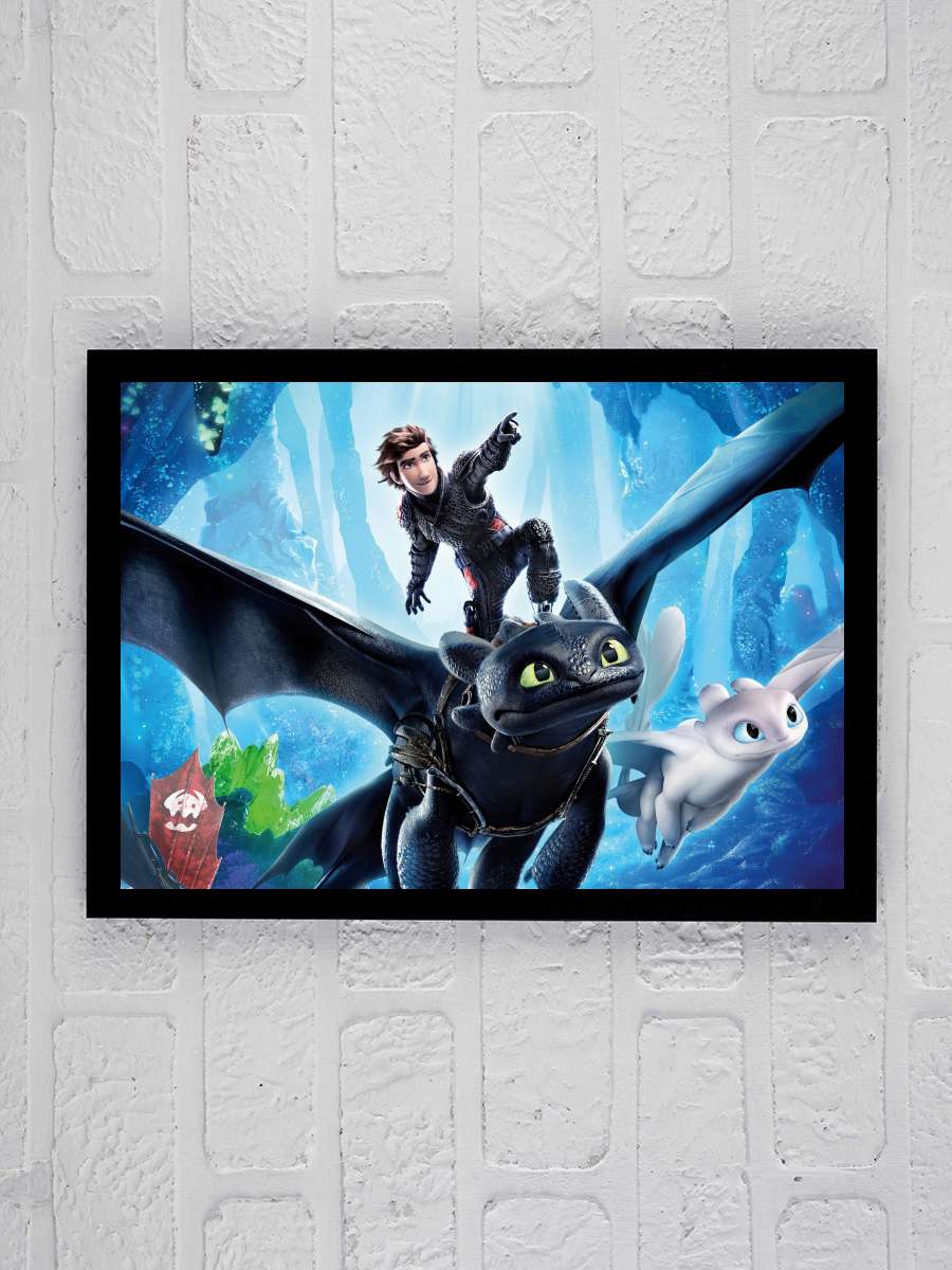 Ejderhanı Nasıl Eğitirsin 3: Gizli Dünya - How to Train Your Dragon: The Hidden World Film Tablo Siyah Çerçeveli Film Poster Afiş Tablo