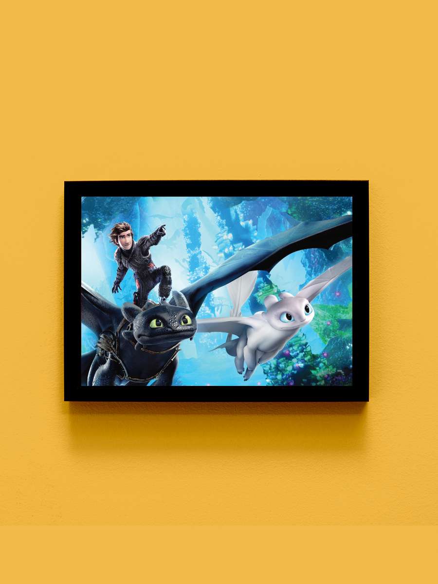 Ejderhanı Nasıl Eğitirsin 3: Gizli Dünya - How to Train Your Dragon: The Hidden World Film Tablo Siyah Çerçeveli Film Poster Afiş Tablo