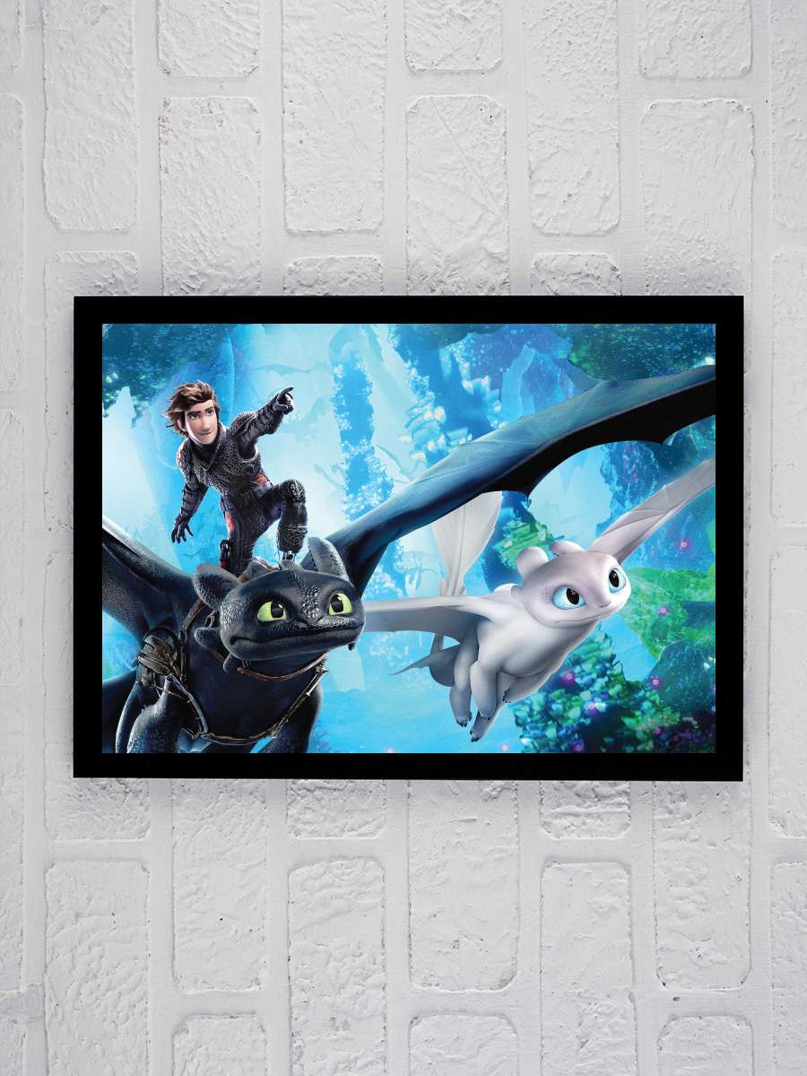 Ejderhanı Nasıl Eğitirsin 3: Gizli Dünya - How to Train Your Dragon: The Hidden World Film Tablo Siyah Çerçeveli Film Poster Afiş Tablo