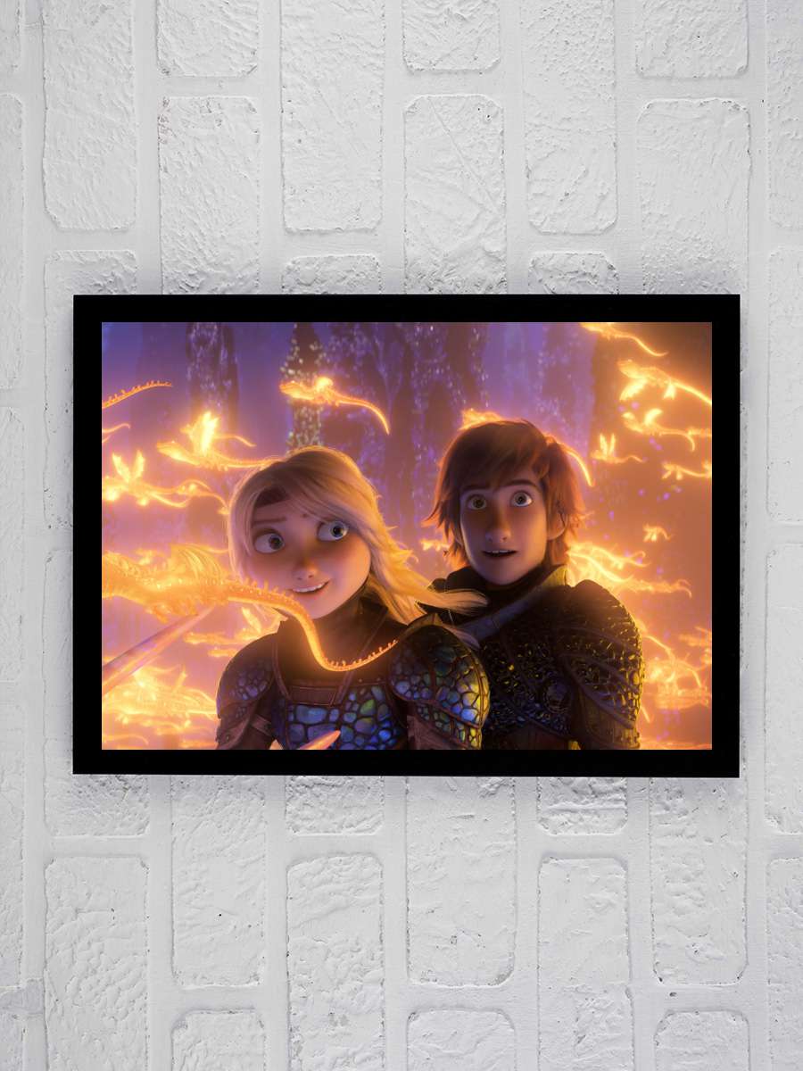 Ejderhanı Nasıl Eğitirsin 3: Gizli Dünya - How to Train Your Dragon: The Hidden World Film Tablo Siyah Çerçeveli Film Poster Afiş Tablo