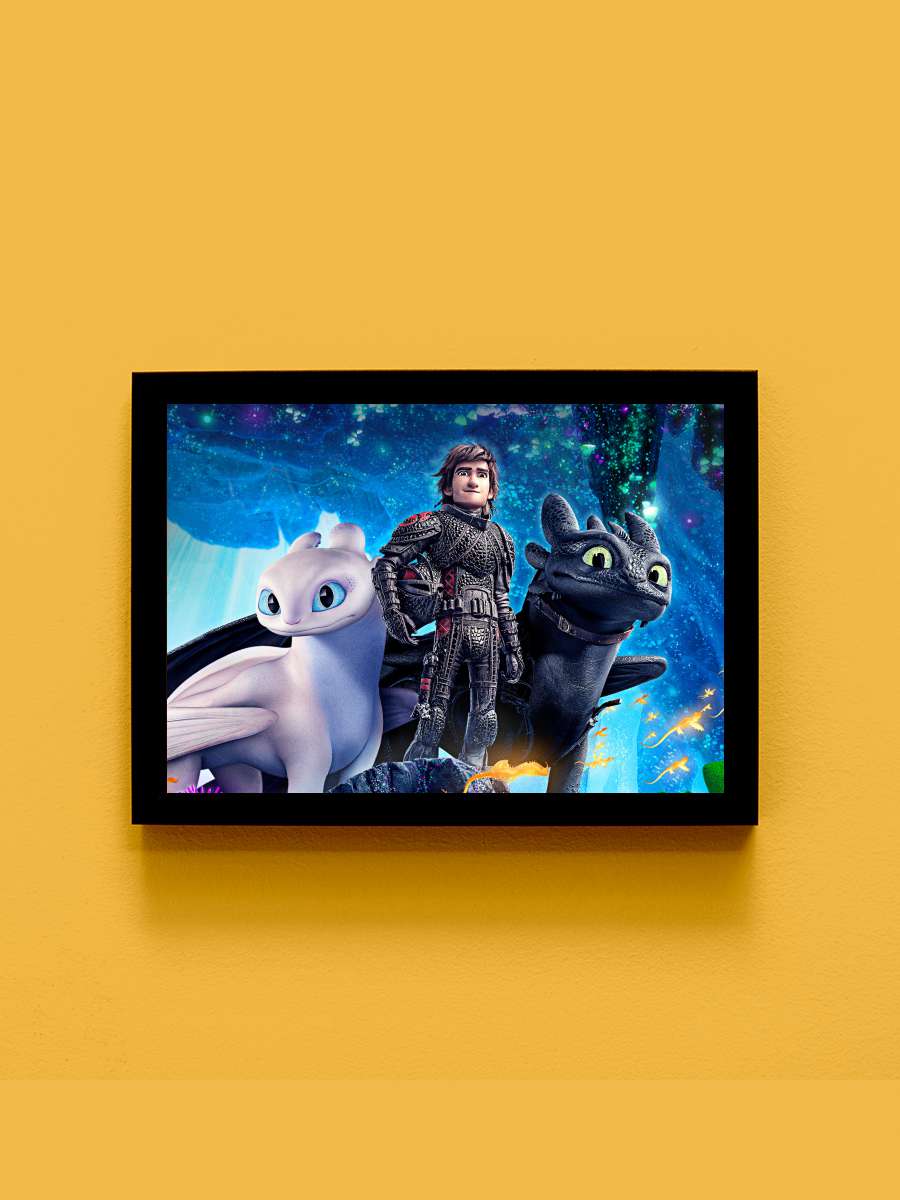 Ejderhanı Nasıl Eğitirsin 3: Gizli Dünya - How to Train Your Dragon: The Hidden World Film Tablo Siyah Çerçeveli Film Poster Afiş Tablo