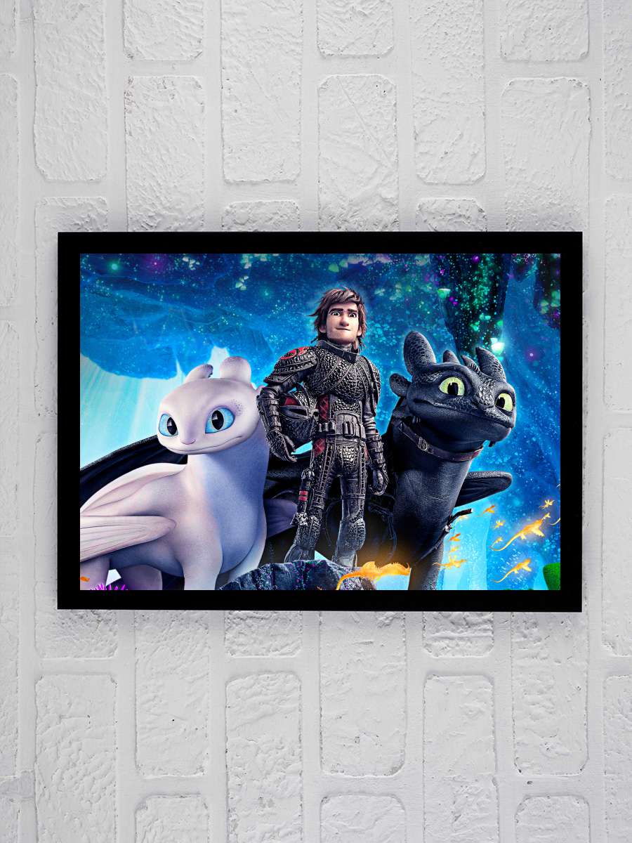 Ejderhanı Nasıl Eğitirsin 3: Gizli Dünya - How to Train Your Dragon: The Hidden World Film Tablo Siyah Çerçeveli Film Poster Afiş Tablo