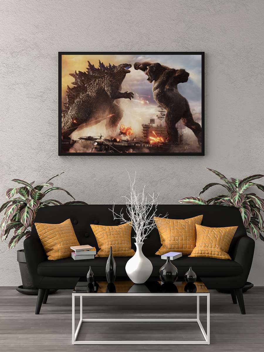 Godzilla vs. Kong Film Tablo Siyah Çerçeveli Film Poster Afiş Tablo