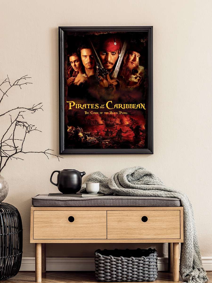 Karayip Korsanları: Siyah İnci'nin Laneti - Pirates of the Caribbean: The Curse of the Black Pearl Film Tablo Siyah Çerçeveli Film Poster Afiş Tablo