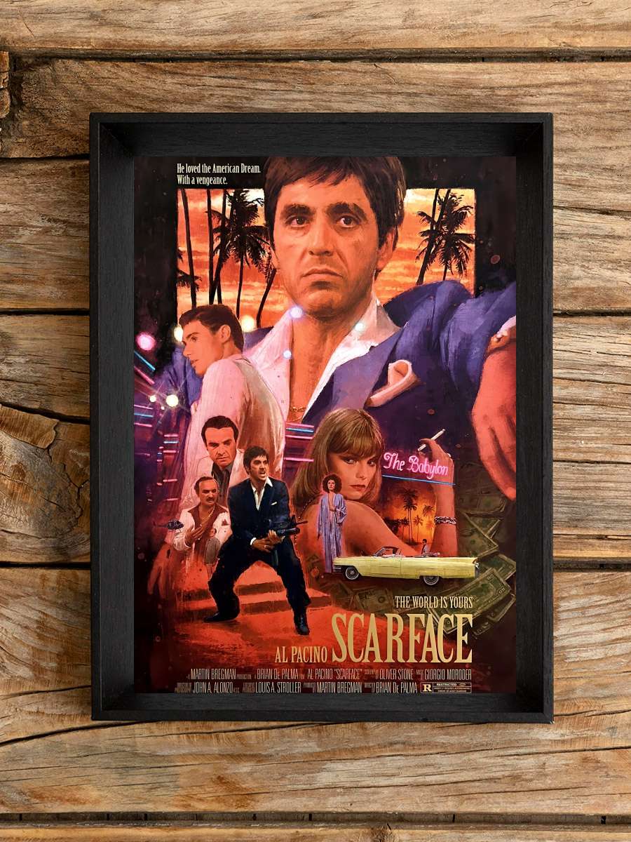 Yaralı Yüz - Scarface Film Tablo Siyah Çerçeveli Film Poster Afiş Tablo