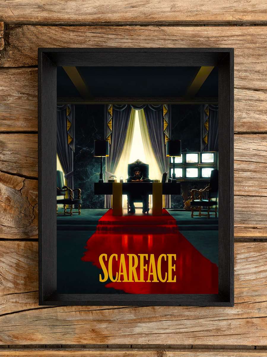 Yaralı Yüz - Scarface Film Tablo Siyah Çerçeveli Film Poster Afiş Tablo