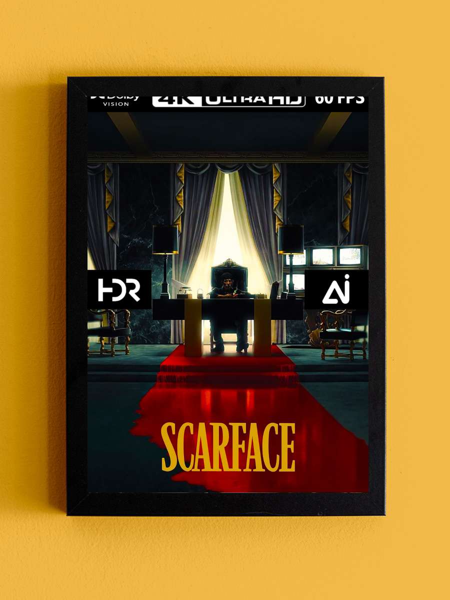 Yaralı Yüz - Scarface Film Tablo Siyah Çerçeveli Film Poster Afiş Tablo