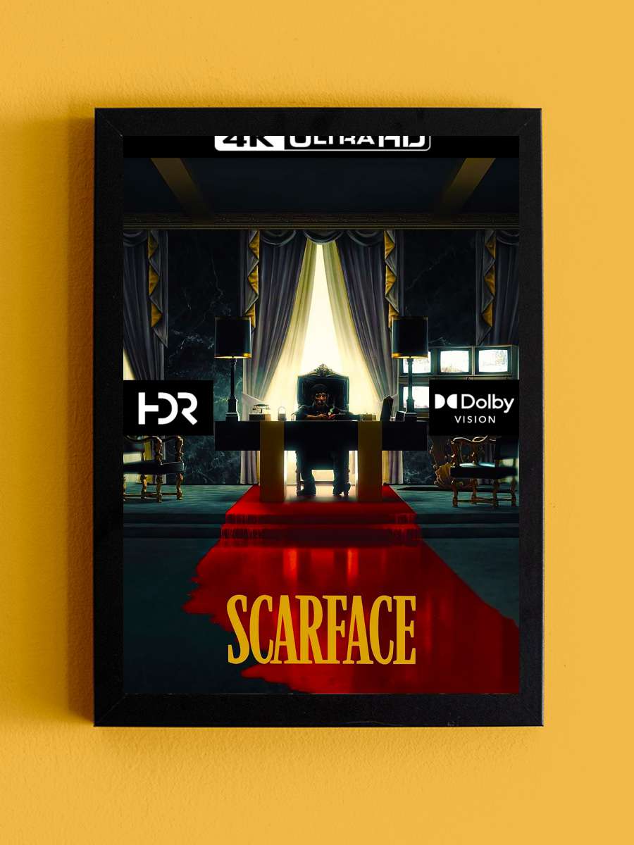 Yaralı Yüz - Scarface Film Tablo Siyah Çerçeveli Film Poster Afiş Tablo