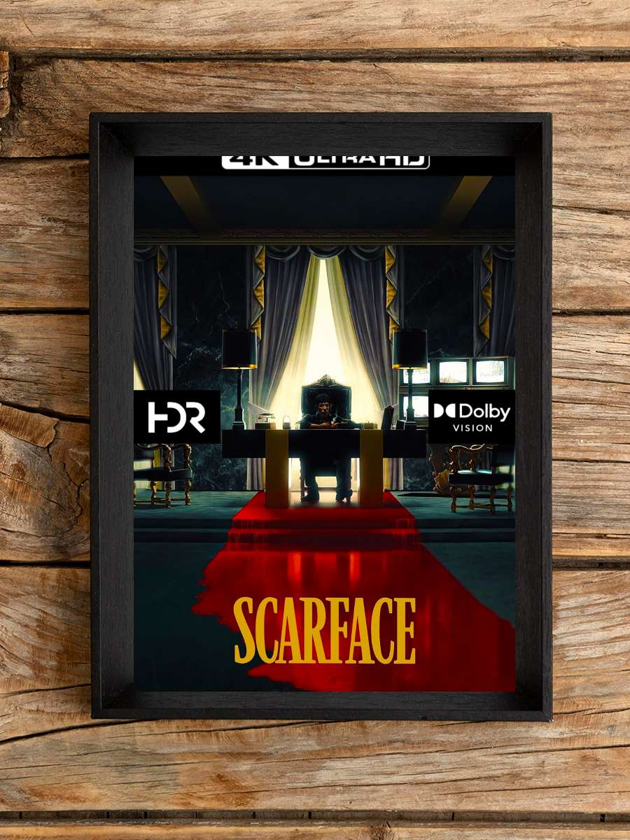 Yaralı Yüz - Scarface Film Tablo Siyah Çerçeveli Film Poster Afiş Tablo