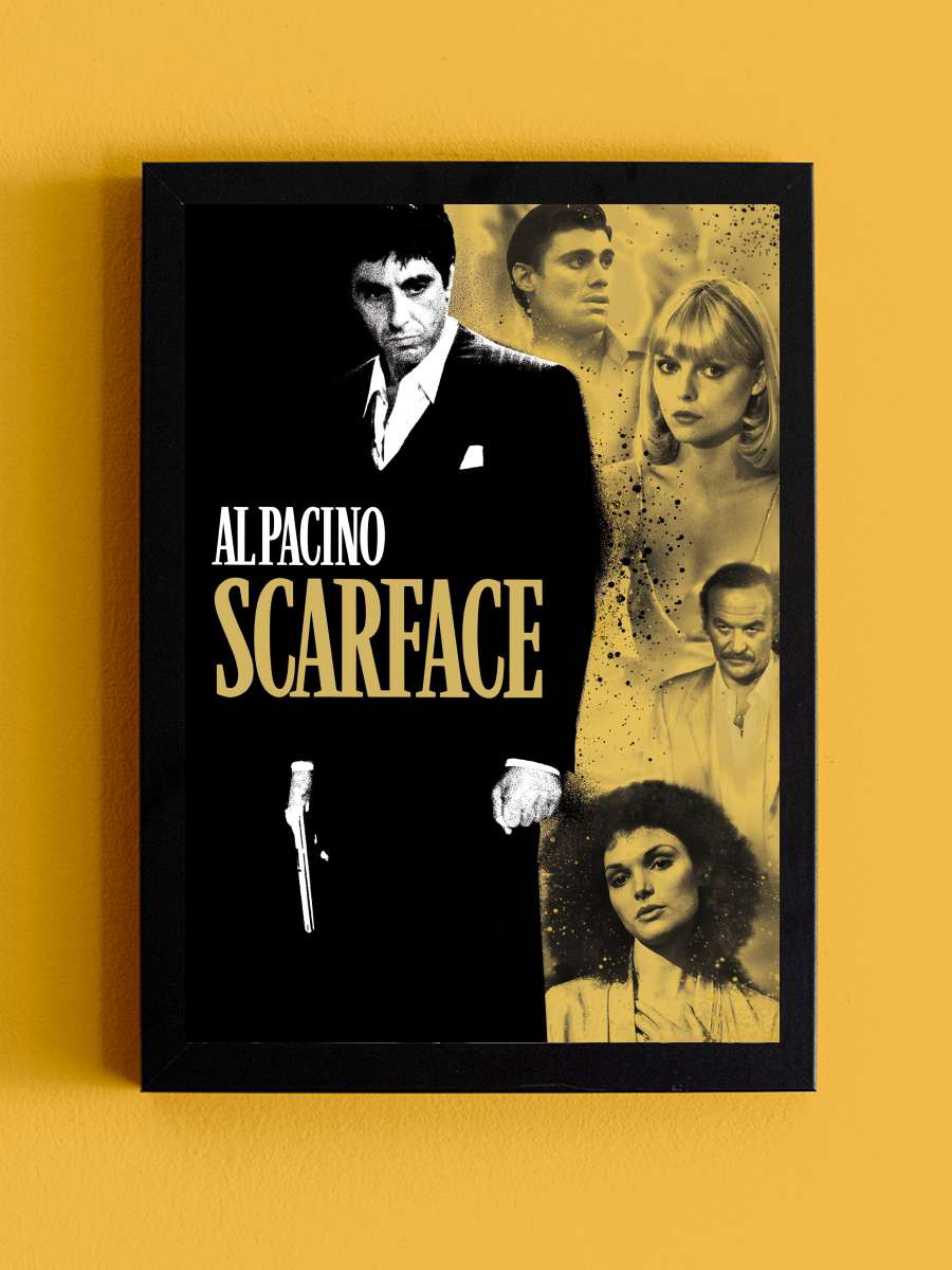 Yaralı Yüz - Scarface Film Tablo Siyah Çerçeveli Film Poster Afiş Tablo