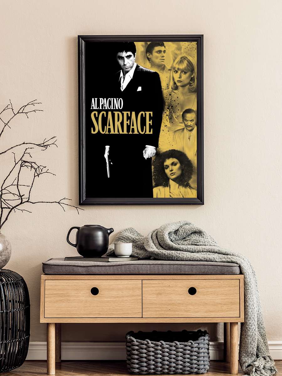 Yaralı Yüz - Scarface Film Tablo Siyah Çerçeveli Film Poster Afiş Tablo