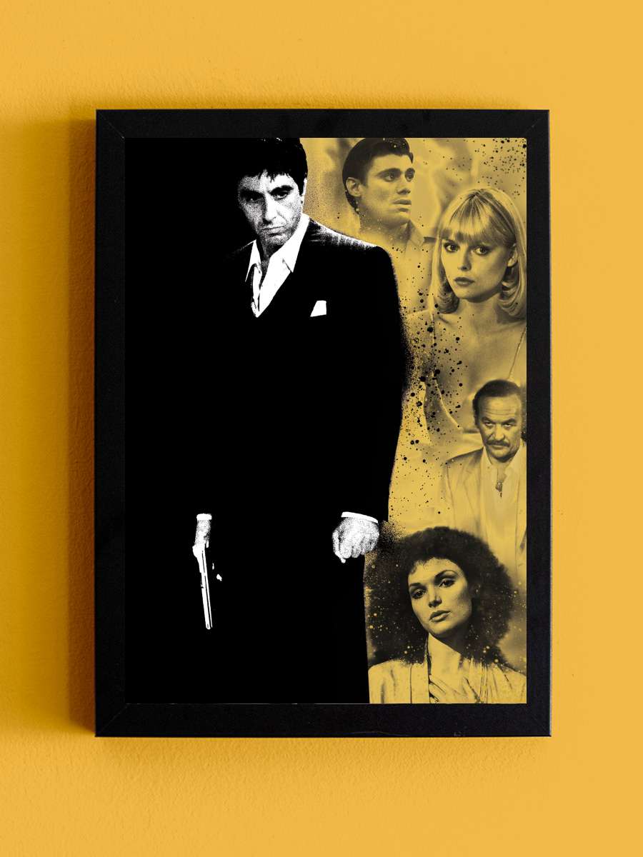 Yaralı Yüz - Scarface Film Tablo Siyah Çerçeveli Film Poster Afiş Tablo