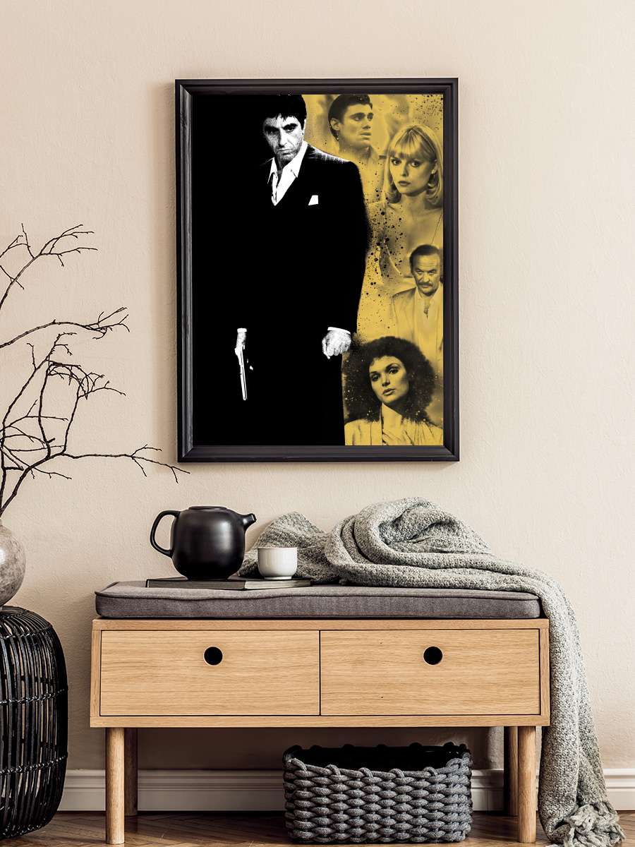 Yaralı Yüz - Scarface Film Tablo Siyah Çerçeveli Film Poster Afiş Tablo