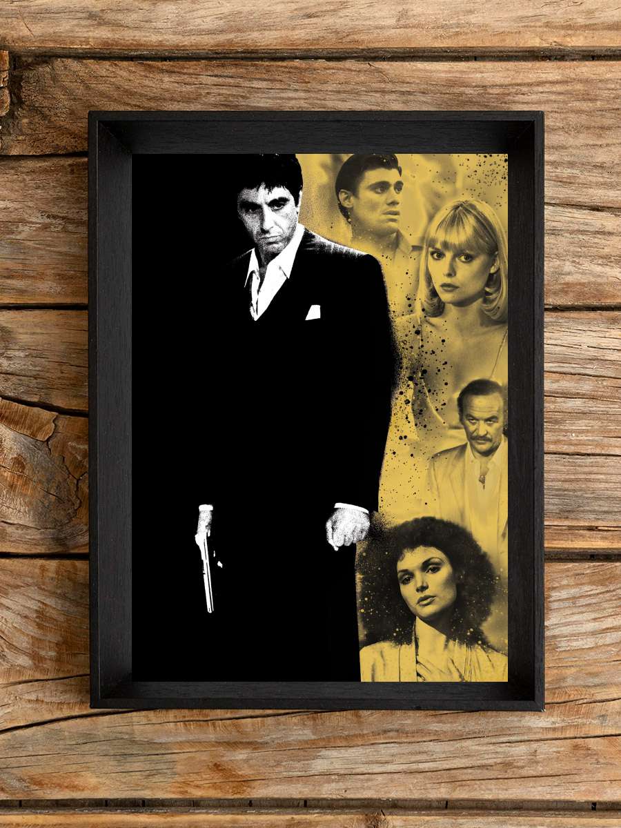 Yaralı Yüz - Scarface Film Tablo Siyah Çerçeveli Film Poster Afiş Tablo