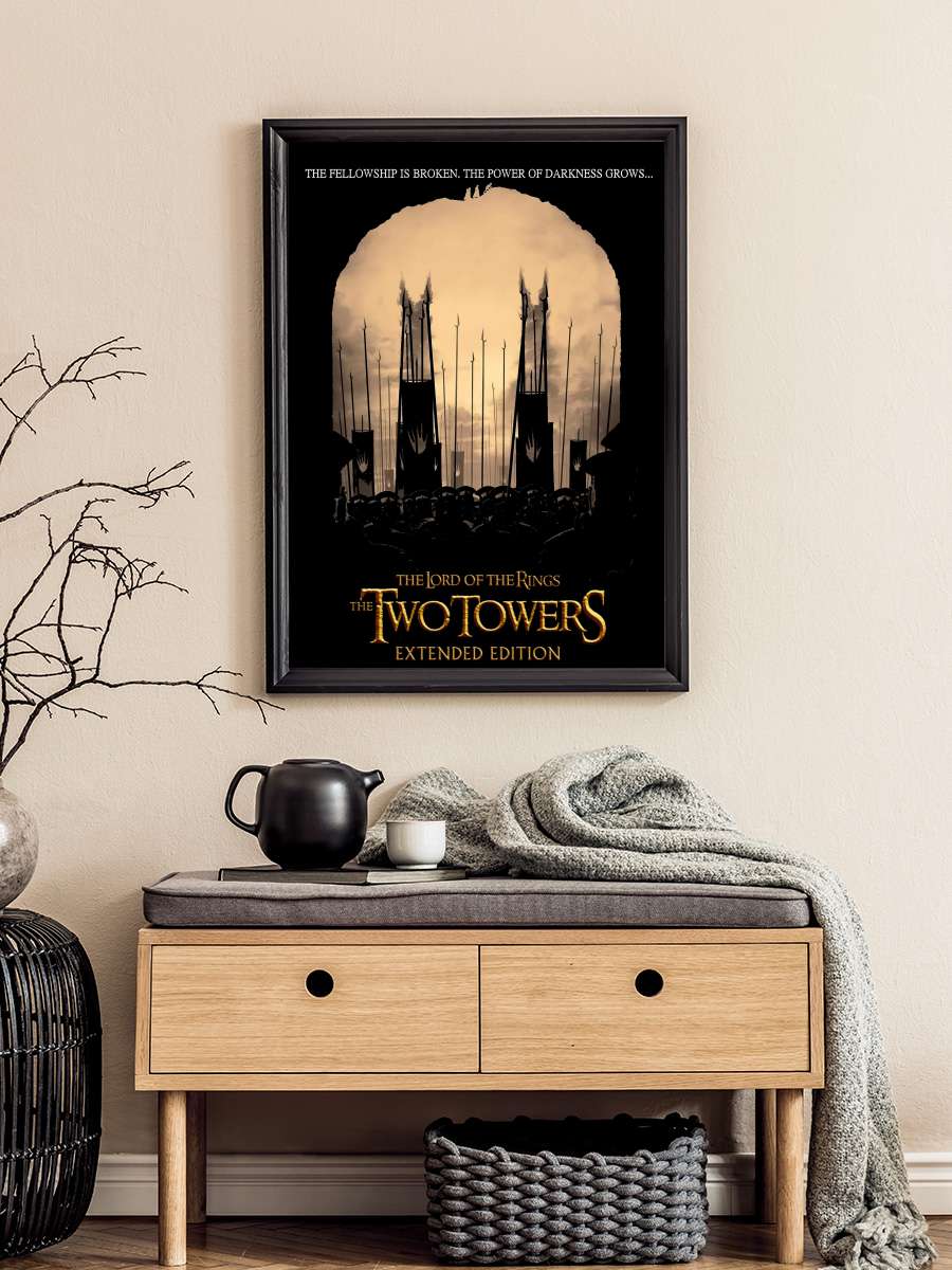 Yüzüklerin Efendisi: İki Kule - The Lord of the Rings: The Two Towers Film Tablo Siyah Çerçeveli Film Poster Afiş Tablo