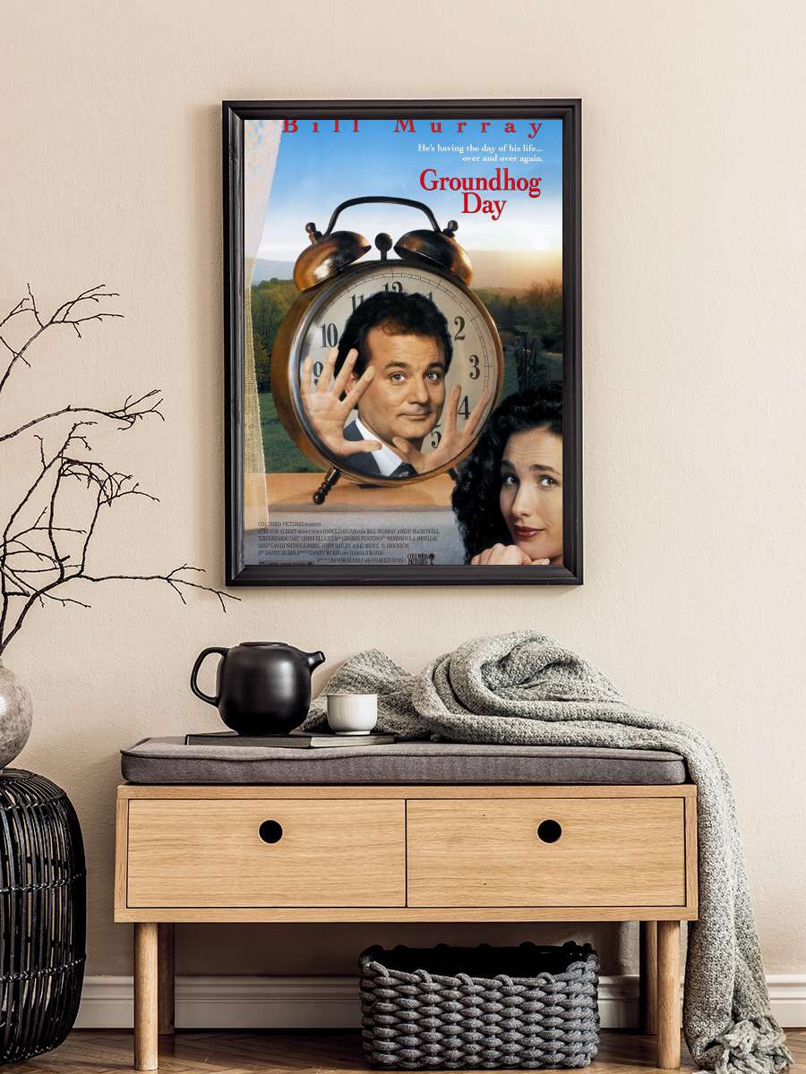 Bugün Aslında Dündü - Groundhog Day Film Tablo Siyah Çerçeveli Film Poster Afiş Tablo