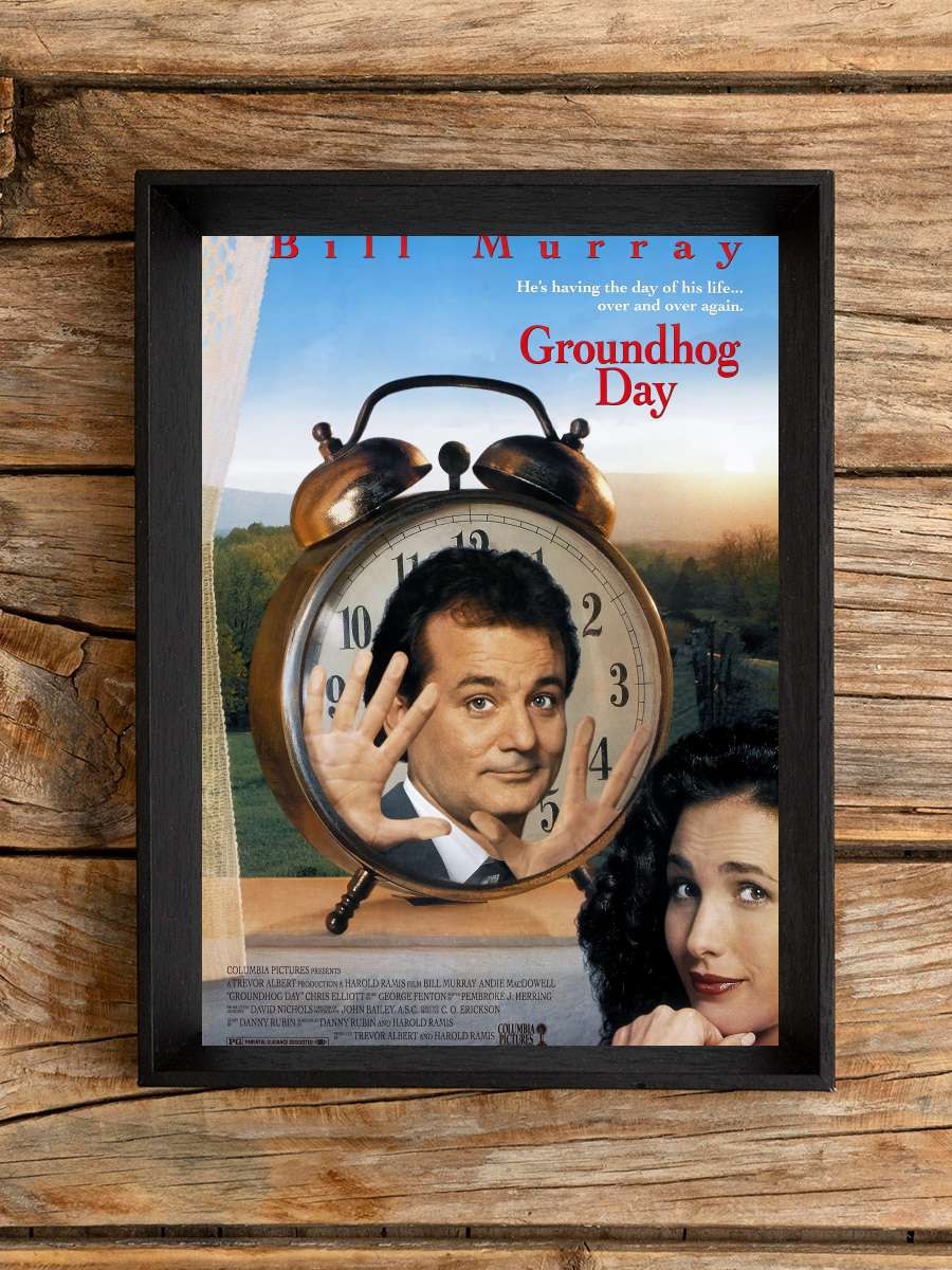 Bugün Aslında Dündü - Groundhog Day Film Tablo Siyah Çerçeveli Film Poster Afiş Tablo