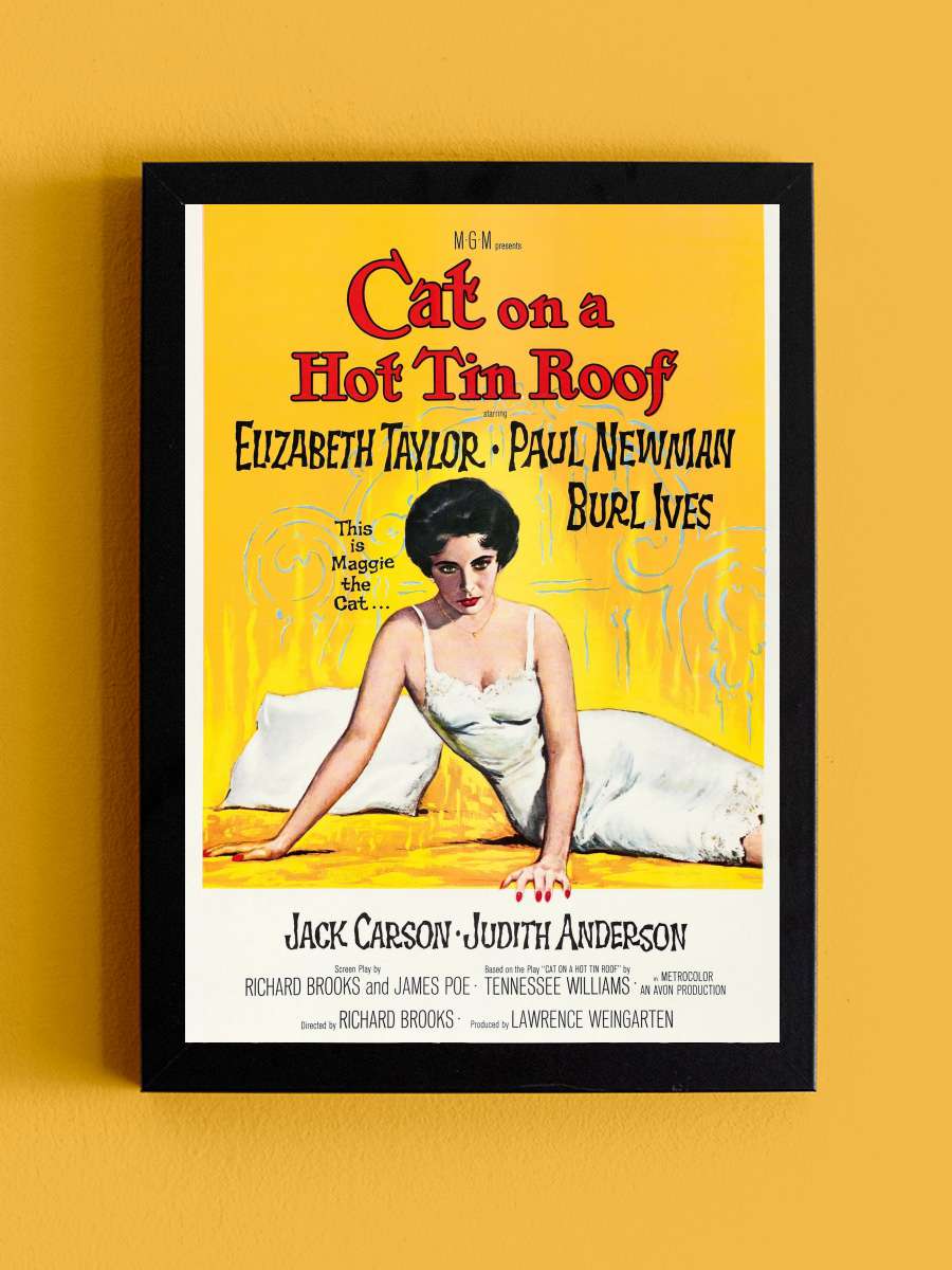 Kızgın Damdaki Kedi - Cat on a Hot Tin Roof Film Tablo Siyah Çerçeveli Film Poster Afiş Tablo