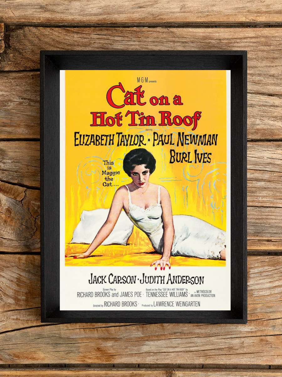 Kızgın Damdaki Kedi - Cat on a Hot Tin Roof Film Tablo Siyah Çerçeveli Film Poster Afiş Tablo