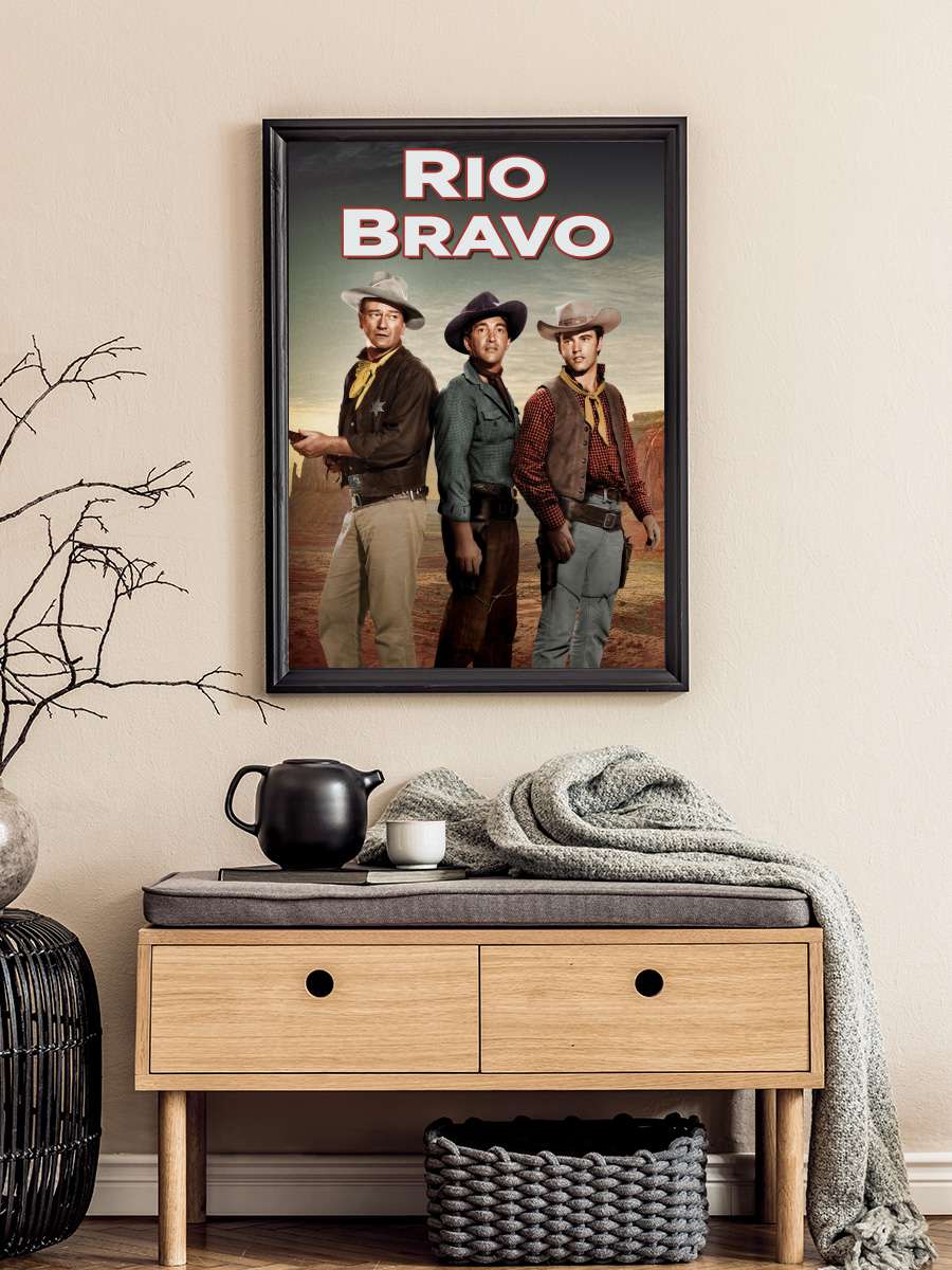 Kahramanlar Şehri - Rio Bravo Film Tablo Siyah Çerçeveli Film Poster Afiş Tablo