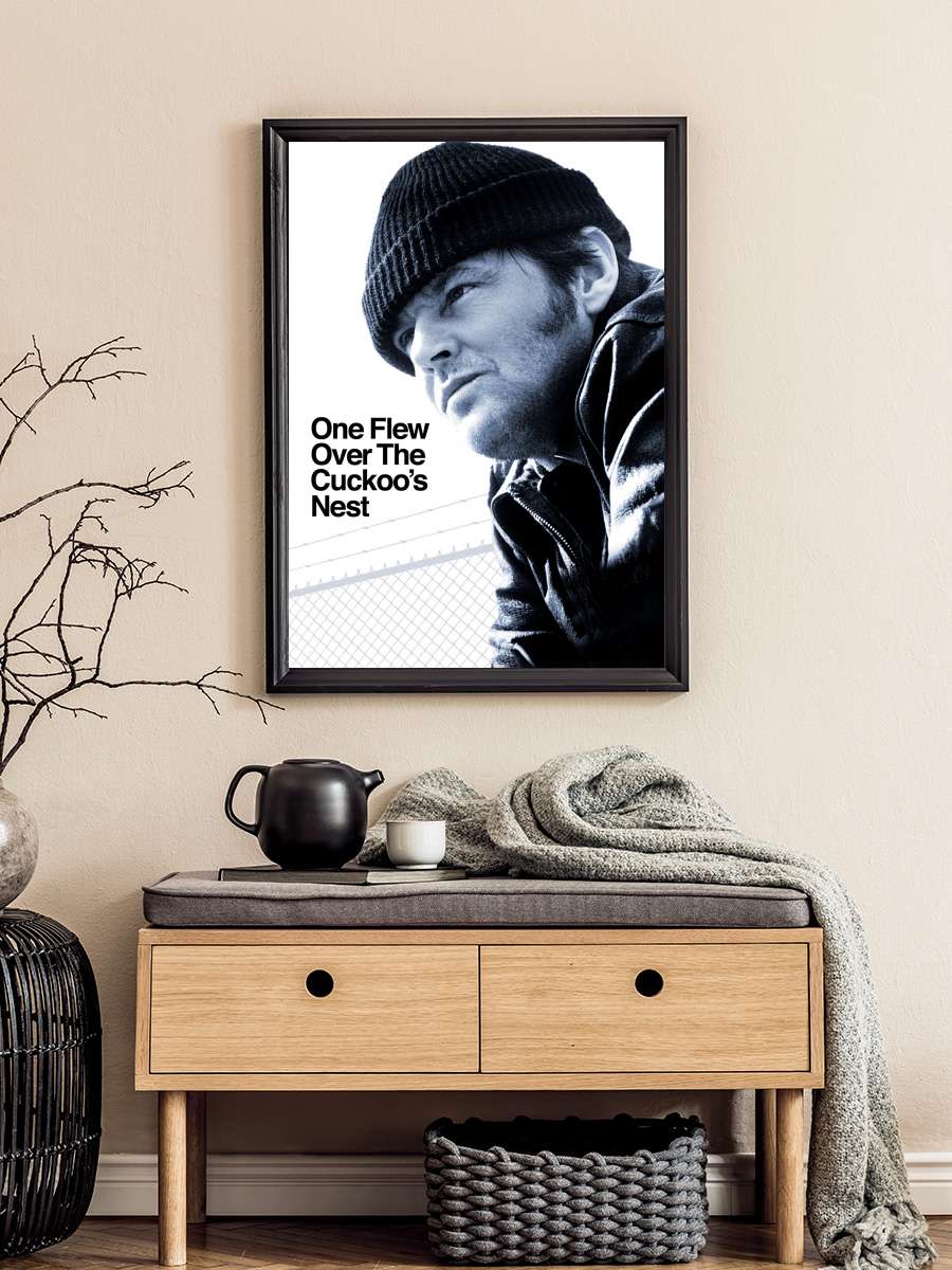 Guguk Kuşu - One Flew Over the Cuckoo's Nest Film Tablo Siyah Çerçeveli Film Poster Afiş Tablo