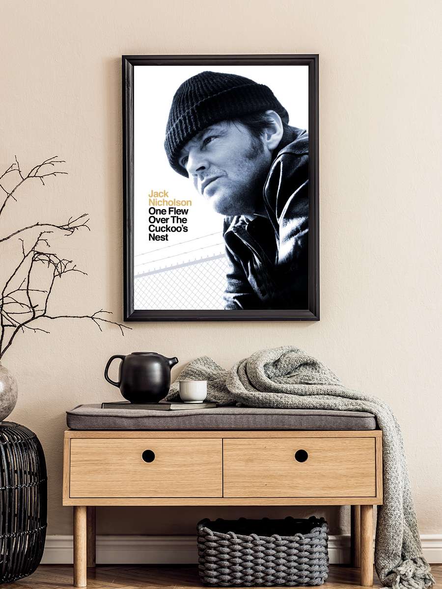 Guguk Kuşu - One Flew Over the Cuckoo's Nest Film Tablo Siyah Çerçeveli Film Poster Afiş Tablo