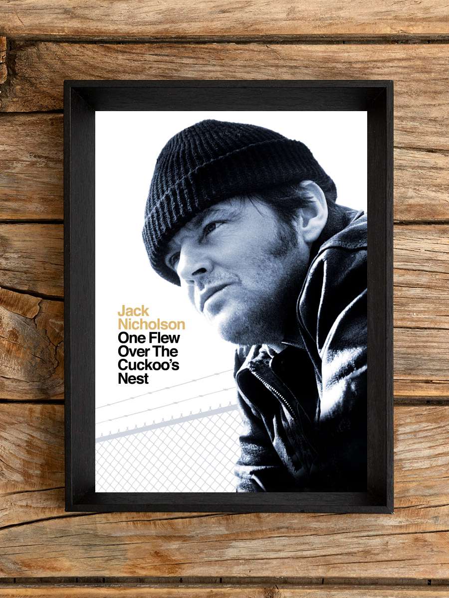 Guguk Kuşu - One Flew Over the Cuckoo's Nest Film Tablo Siyah Çerçeveli Film Poster Afiş Tablo