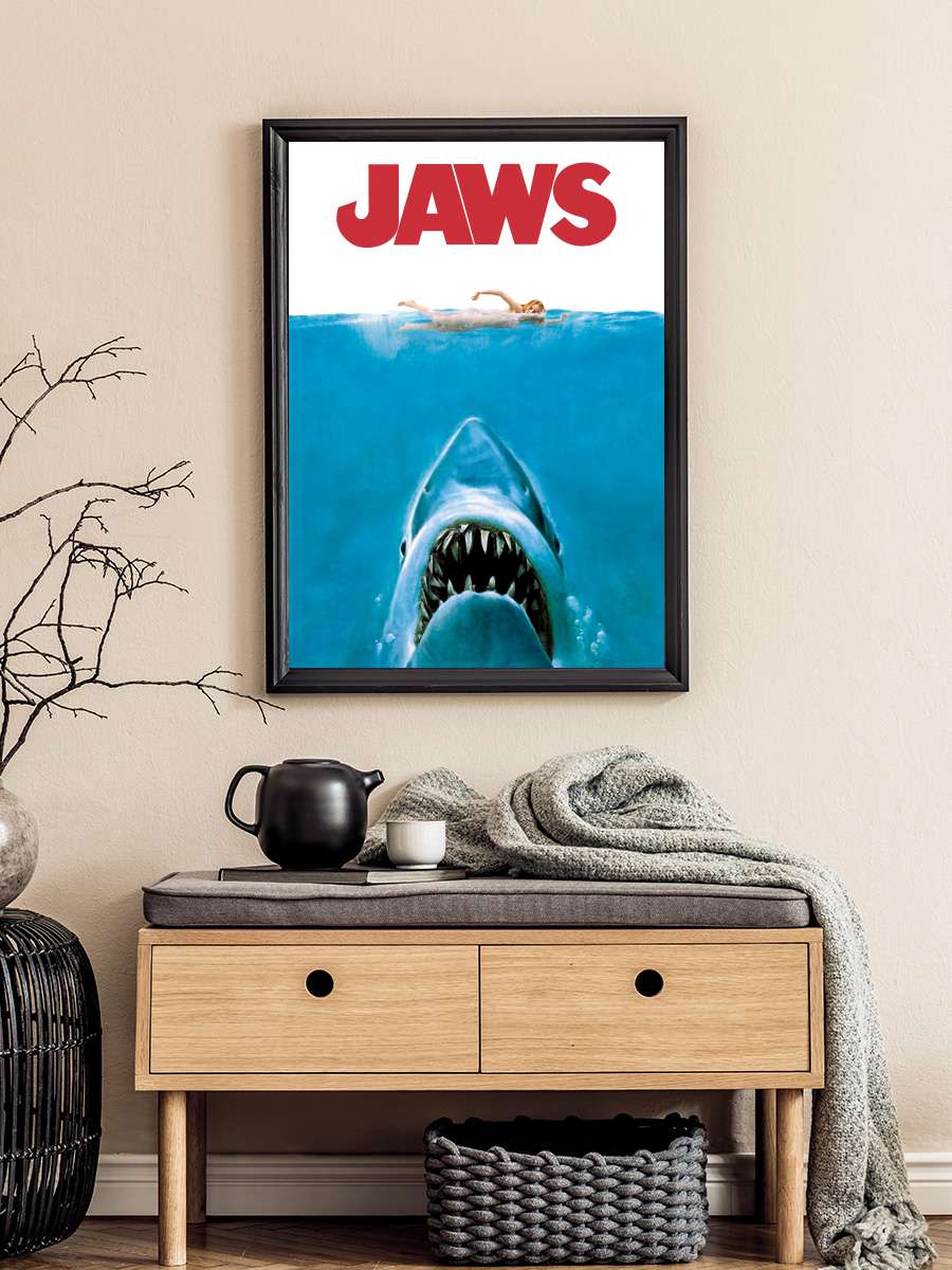 Jaws Film Tablo Siyah Çerçeveli Film Poster Afiş Tablo