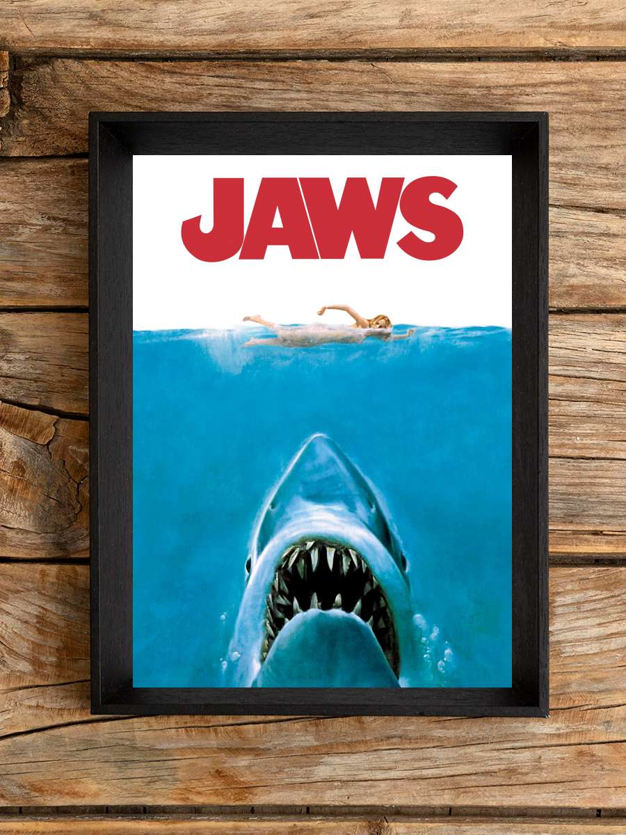 Jaws Film Tablo Siyah Çerçeveli Film Poster Afiş Tablo