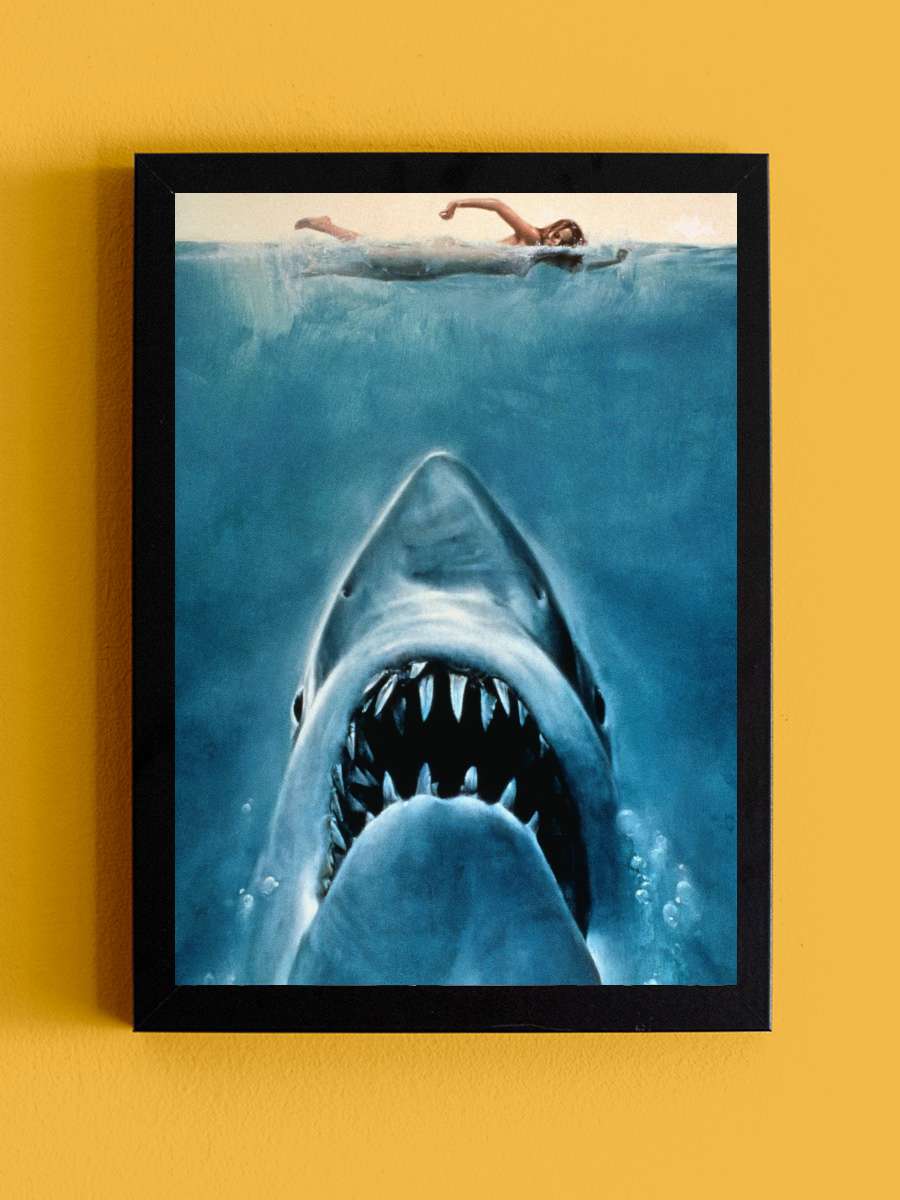 Jaws Film Tablo Siyah Çerçeveli Film Poster Afiş Tablo