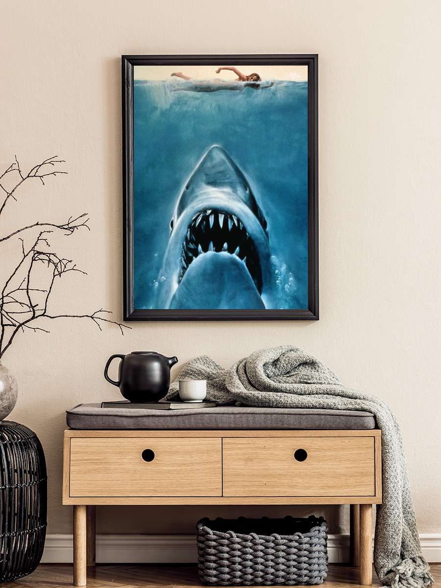 Jaws Film Tablo Siyah Çerçeveli Film Poster Afiş Tablo