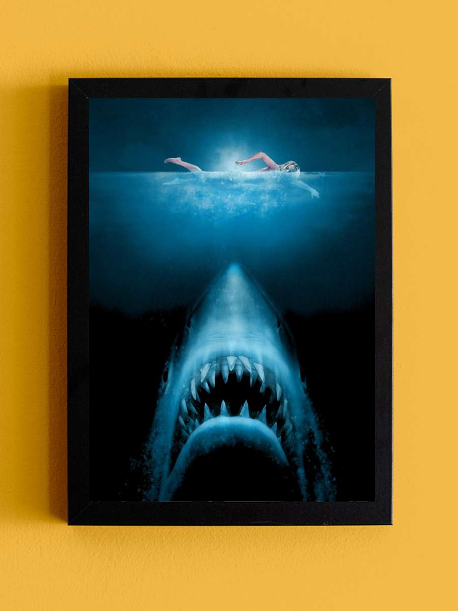 Jaws Film Tablo Siyah Çerçeveli Film Poster Afiş Tablo